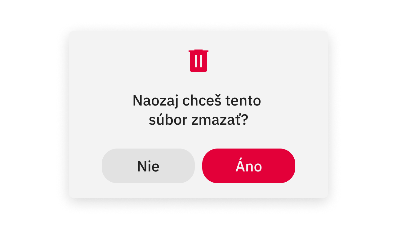 Ukázka výstrahy v uživatelském rozhraní